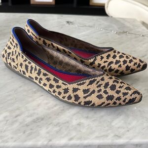 Rothy's Tan and Black Leopard Print Flats